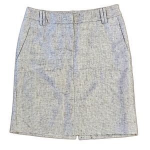 Ann Taylor Loft Womens Sz 0 Pencil Skirt Gray Metallic Linen Blend